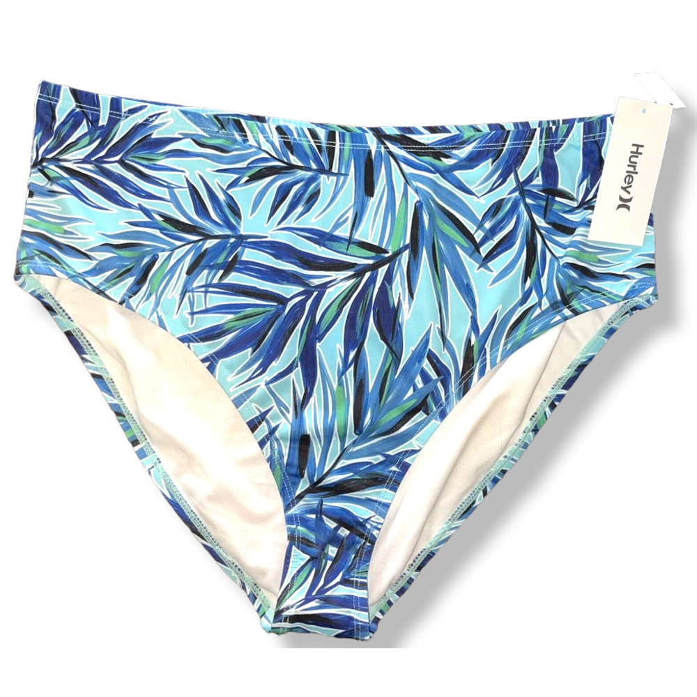 Hurley Blue Leaf Print Women's Swim Two Piece - Picture 3 of 10